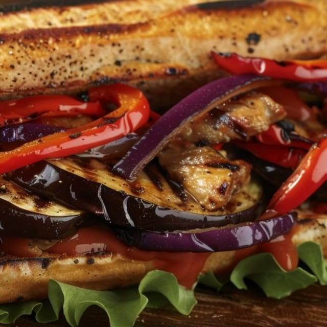 Eggplant Greco Sandwich.